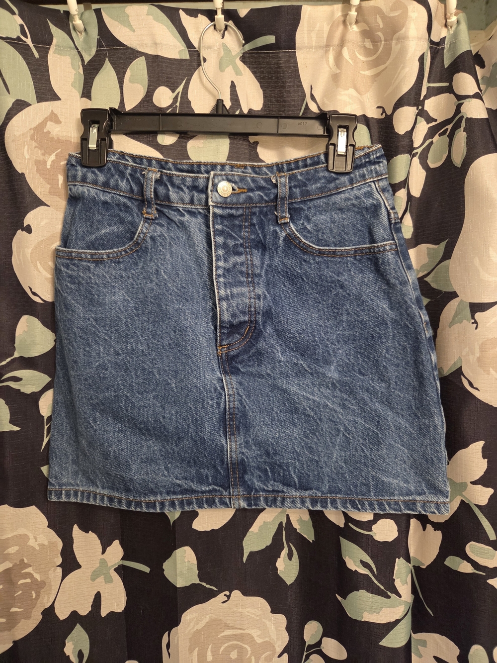 John Galt High Waisted Medium Wash Denim Skirt